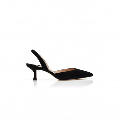 MANOLO BLAHNIK CAROLYNE BLACK SUEDE SLINGBACK PUMPS 9XX-0401-0016